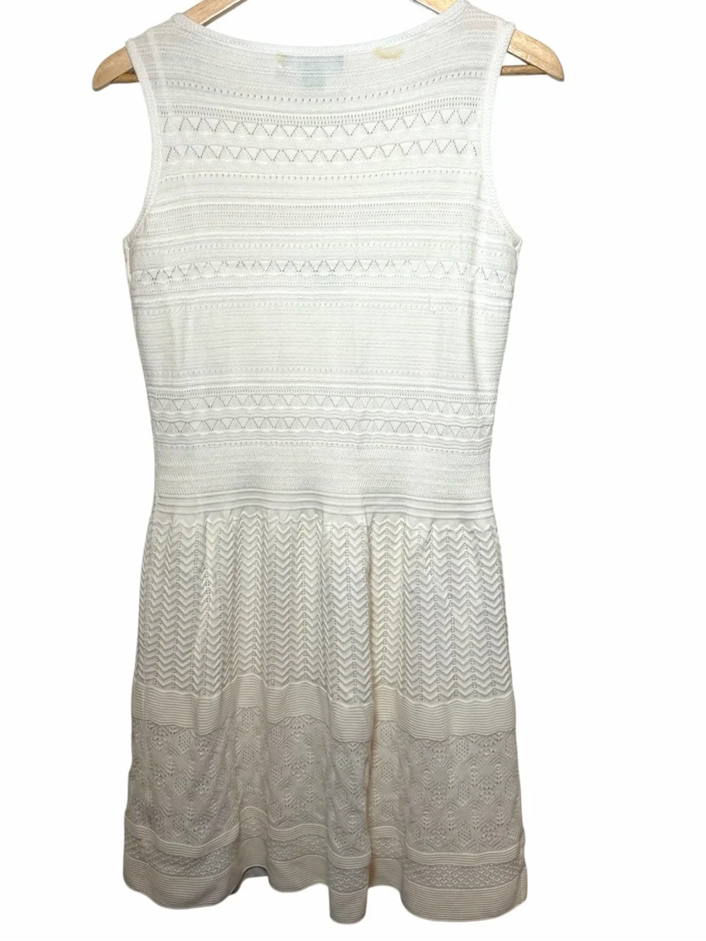 Lauren Ralph Lauren Cream Sleeveless Knit A-Line Pointelle Dress Size L